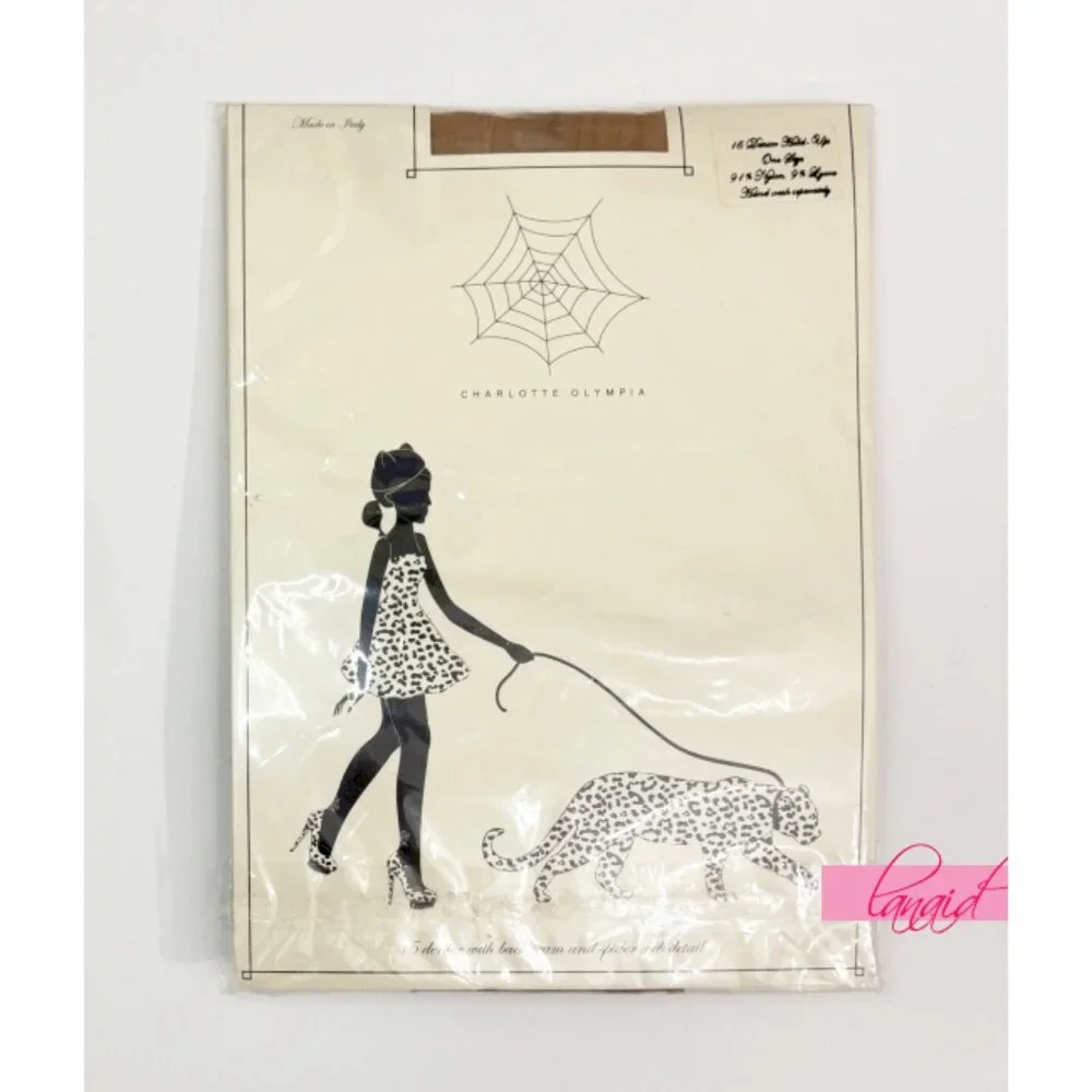 Charlotte Olympia Hold-Ups Back Seam Spider Web Grey Thigh-High Lace Stockings